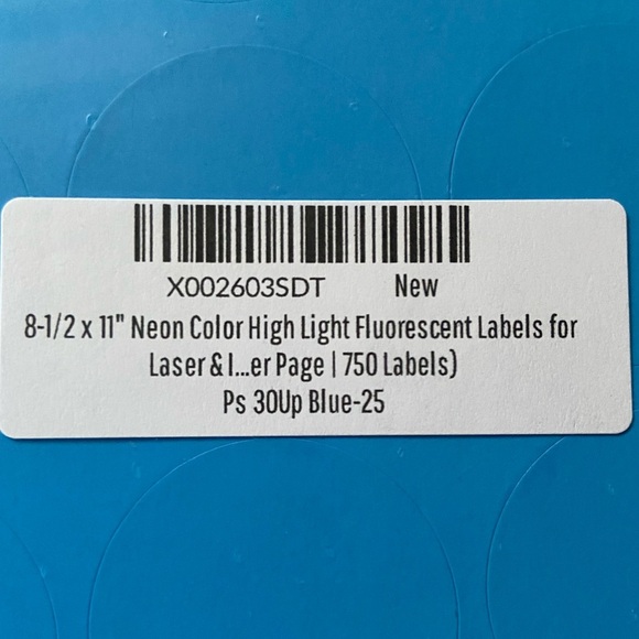 Labels NEW 4 packs of 8 1/2”X 11”Neon Color High Light Fluorescent Label… - Picture 4 of 4